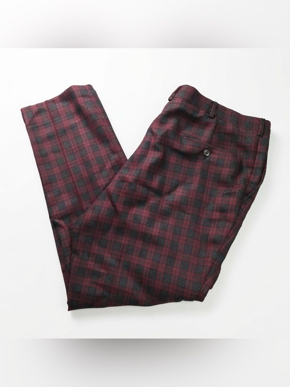 Brooks Brothers 1818 Madison Wool Plaid Trousers Men Size 42 Red Black